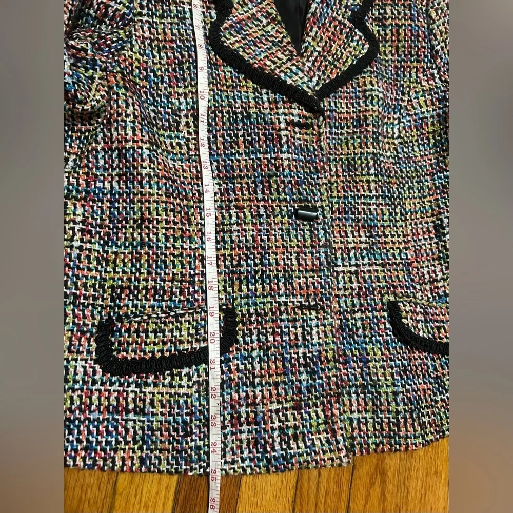 Y2K Sagharbor Women’s Wool Blazer Button Up Multi Colors Suit Jacket Size 14P - Picture 8 of 11